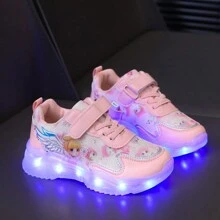 GUANGLAN 透氣網布 USB 充電 LED 發光鞋，春夏卡通運動鞋，附彩色燈光，適合幼兒、小童、青少年男孩女孩，配網布鞋帶，適用休閒、運動、厚底運動鞋、跑步與街舞，粉色跑鞋附馬兒奔跑 LED 燈，適合喜愛鬼步舞與街舞的嬰兒與兒童 - 粉色 - 查看 6