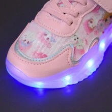 GUANGLAN 透氣網布 USB 充電 LED 發光鞋，春夏卡通運動鞋，附彩色燈光，適合幼兒、小童、青少年男孩女孩，配網布鞋帶，適用休閒、運動、厚底運動鞋、跑步與街舞，粉色跑鞋附馬兒奔跑 LED 燈，適合喜愛鬼步舞與街舞的嬰兒與兒童 - 粉色 - 查看 8