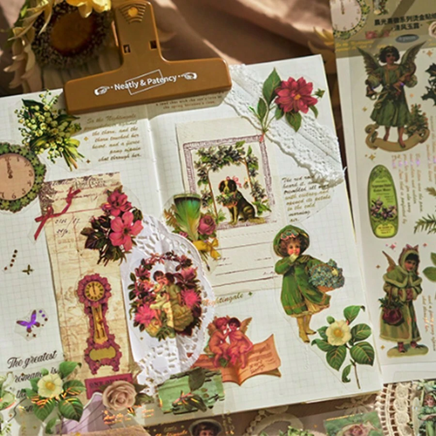 1入組/6片裝3D雷射全息箔貼紙套裝，用於裝飾復古西部風格日誌，隨機款式