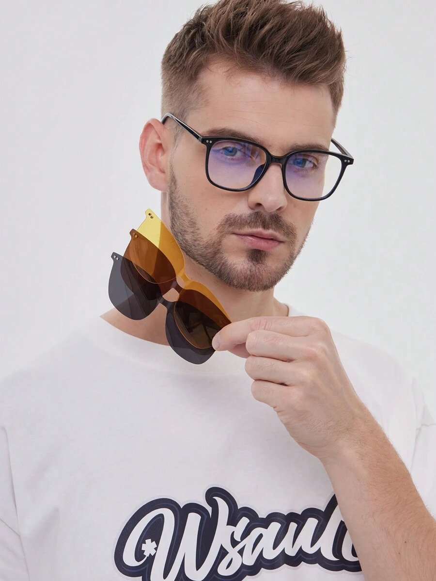 3-In-1 Magnetic Interchangeable Clip-On Fashion Glasses, All-Day All-Night Driving Glasses - A - View 1