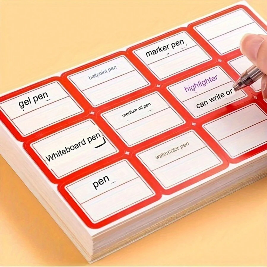 10sheets/400pcs Self-Adhesive Label Stickers, Handwritten Classification Self-Adhesive Labels, Commodity Price Tags, Food Date Labels Kitchen Stuff Kitchen Accessories Kitchen Gadgets Wedding Party Gift Bags - Red and White - View 1