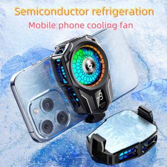 1pc Black Semiconductor Refrigeration Phone Back Clip Cooler LED Temperature Display Fan For Gaming, Entertainment, And Long-Lasting Cooling For Mute Game E -Sports Gaming Accessories, Phone Cooler