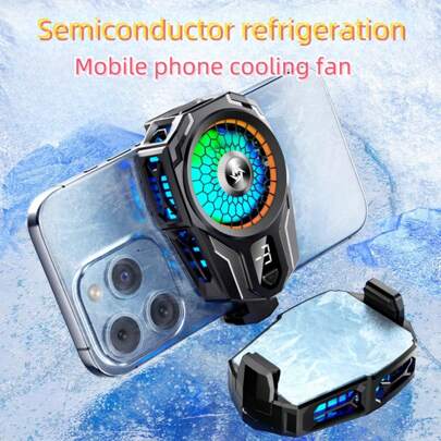 قطعة واحدة مبرّد هاتف بتصميم مشبك خلفي بتبريد شبه موصل أسود مع مروحة، شاشة درجة الحرارة LED، للألعاب والترفيه والتبريد الطويل الأمد دون ضوضاء، إكسسوارات ألعاب إلكترونية ،مبرد للهاتف