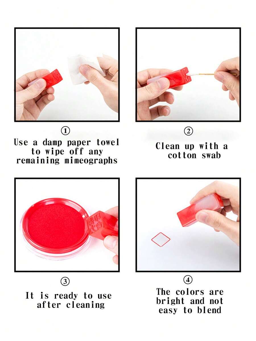 1pc Red QuickDrying Stamp Pad Ink With Clear Imprint, For Stamping On