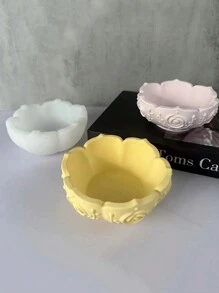 DIY 莲花形硅胶模具，用于制作储物碗和托盘，用于制作玫瑰碗、珠宝托盘、果盘、石膏、树脂、水晶铸件、香薰蜡烛、多肉植物花盆 - 白色矽膠模具 - 查看 4