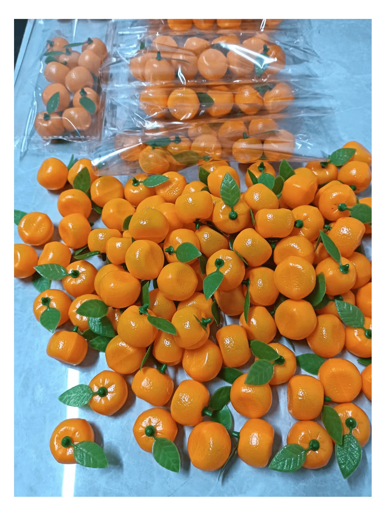 10pcs Mini Plastic Fruit Decoration Sugar Orange With Leaves Orange