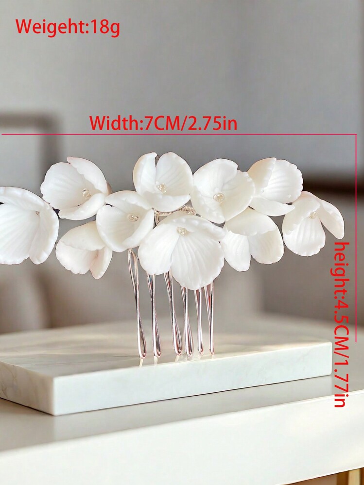 1pc Women's Bright Faux Pearl Handmade Hair Comb Accessory, Best Beautiful Gift For Her Suitable For Young Women And Mothers For Daily Wear And Parties Tiaras Valentine's Day - White - View 3
