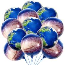 Global Earth Balloon 4D Foil World Map Balloons, Cartoon Balloon, 22 Inch Large Circular Planet Balloon Part For Earth Day Travel Adventure Birthday - Starry Sky and Earth 18 Pieces - View 1