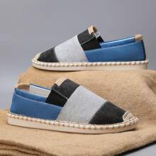 Chaussures de sport décontractées à la mode pour hommes, espadrilles en style bohémien avec broderie tissée, tissu respirant pour les vacances d'été - Noir - Voir 2