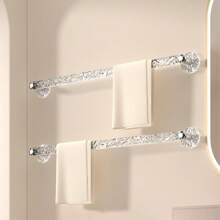 1 pieza Barra de toallas de plástico transparente, barra colgante de toallas sin perforación para almacenamiento, soporte de pared para toallas, perchero para zapatillas de baño, organizador de zapatos para baño, inodoro, ducha, decoración de baño, artículos de baño, accesorios de baño, organizador de baño, decoración de otoño, de vuelta a la escuela