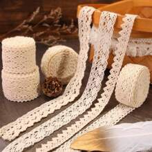 10M Spitzenband mit Spitzenkante, Bekleidungsstoff für Dekorationen, Handarbeit DIY Spitzenborte, Weihnachten Valentinstag