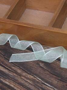 1 pieza Moño de pelo de cinta de organza para regalo DIY, Cinta transparente con copos de nieve - Multicolor - Ver 6