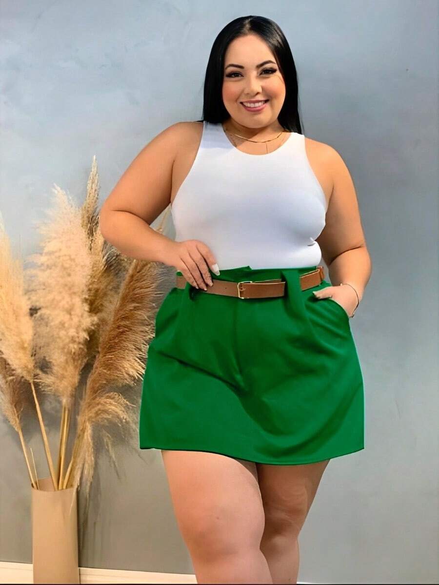 Plus Size Skirts - Green - View 1