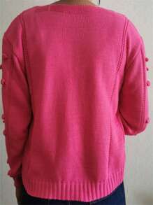 Women Cardigans - Hot Pink - View 2