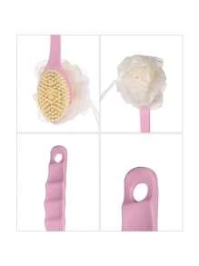 1/3pcs Pink Long-Handled Shower Brush, Multi-Purpose Scrub Brush For Back Exfoliation And Shower Cleaning