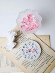 1PC Mini Cherry Blossom Silicone Mold, Handmade Candle DIY Making Mold, Candle Decoration Accessories Silicone Mold, Handmade Dripping Silicone Mold, Handmade Resin Silicone Mold, Aromatherapy Gypsum Making Mold, Suitable For Handmade Gift Making, Easy To Release. Note: Selling Molds - Grey - View 3