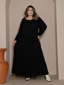Plus Size Dresses - Black - View 3