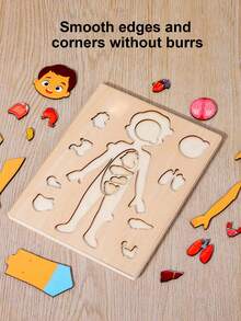 1入組人體構造拼圖，人體部位玩具器官模型玩具，人體學習玩具解剖器官模型解剖玩具，兒童教育玩具教學輔助工具，木製兒童玩具 - 男孩 - 查看 3