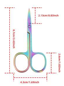 1 pieza Tijeras de cejas, tamaño mini, para cejas y pestañas, empaquetado individualmente, tijeras de belleza, tijeras de colores - Multicolor - Ver 3
