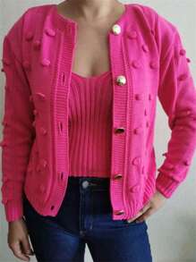 Women Cardigans - Hot Pink - View 1