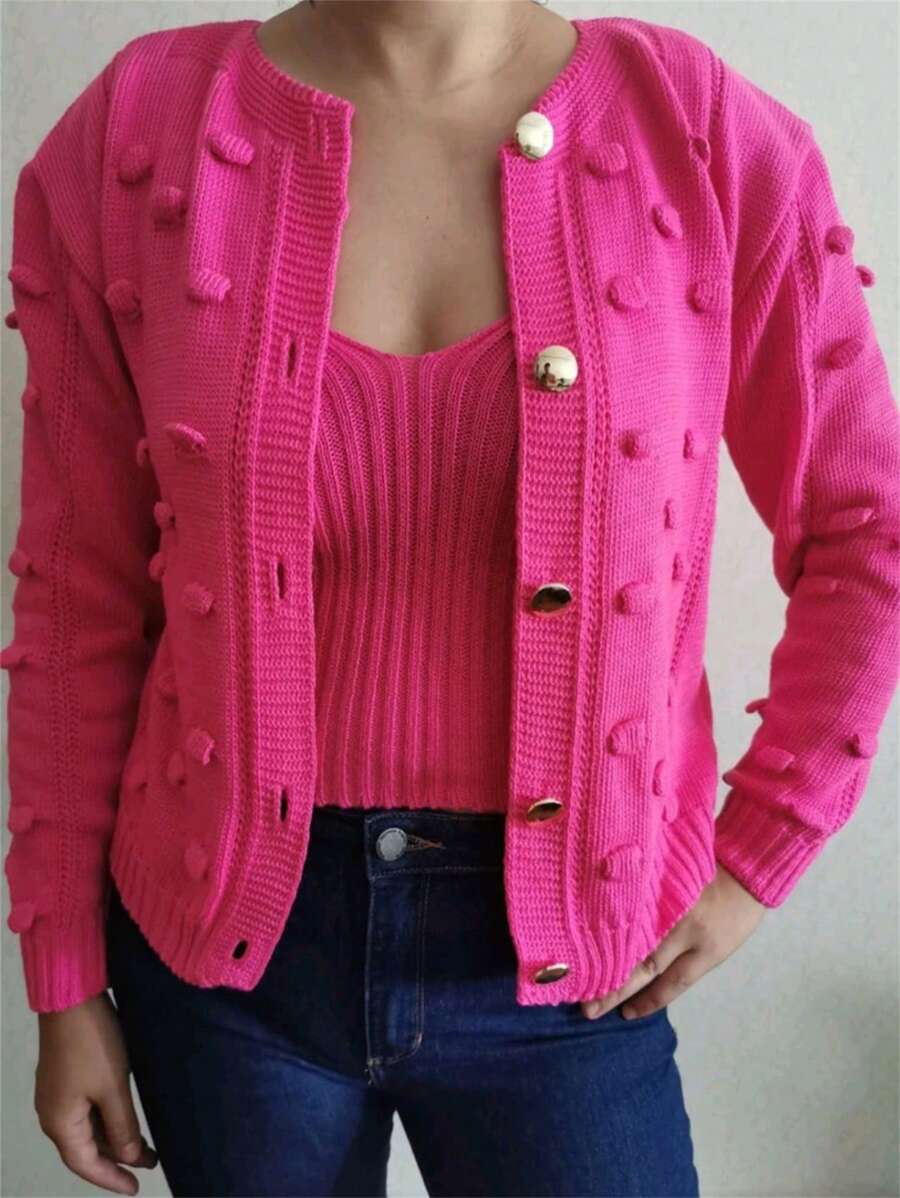Women Cardigans - Hot Pink - View 1