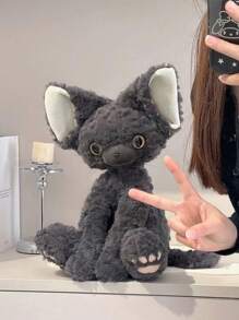 Decoración navideña, adorable gato negro rizado de peluche, regalo de cumpleaños, decoración del hogar