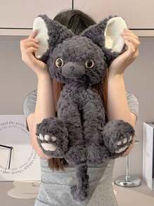 Decoración navideña, adorable gato negro rizado de peluche, regalo de cumpleaños, decoración del hogar