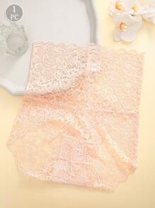 1件装女士纯色性感高腰蕾丝丁字裤，优雅浪漫女士内衣，透气 - 淺粉色 - 查看 6