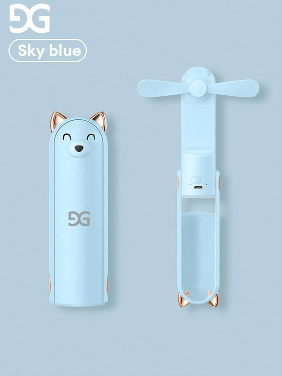 GUSGU S9手持式便攜風扇，長續航，輕巧靜音，可折疊，USB充電，強勁風力，適用於戶外、辦公桌、宿舍，創意禮物 - 藍色 - 查看 1