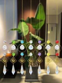 1/7入組庭院晶體掛件，適用於女孩和母親的禮物，節日裝飾，車後視鏡裝飾，婚禮場景裝飾掛件，可懸掛在庭院、花園/陽台/窗戶，也適用於室內和室外燈飾裝飾 - 彩色 - 查看 6