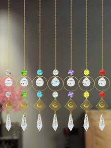 1/7入組庭院晶體掛件，適用於女孩和母親的禮物，節日裝飾，車後視鏡裝飾，婚禮場景裝飾掛件，可懸掛在庭院、花園/陽台/窗戶，也適用於室內和室外燈飾裝飾 - 彩色 - 查看 2