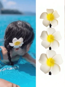 12pcs-Hawaiian Flower Hair Clips, Plum Blossom Foam Hair Clips, Hawaiian Tropic Party Decorations, Beach Swimming Pool Holiday Clothes, Hawaiian Party Supplies, Bride Wedding.Women's Artificial Flowers, Foam Flower Plumeria.,