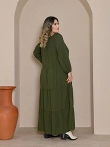 Plus Size Dresses - Army Green - View 2