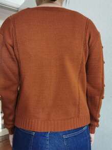 Women Cardigans - Rust Brown - View 2