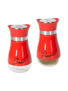 2 件装盐和胡椒调味罐套装，带不锈钢盖和玻璃底座的盐和胡椒调味罐，烧烤调味罐，适用于厨房烹饪、户外烧烤、可重复使用（不含支架）、厨房、圣诞礼物 - 彩色 - 查看 12