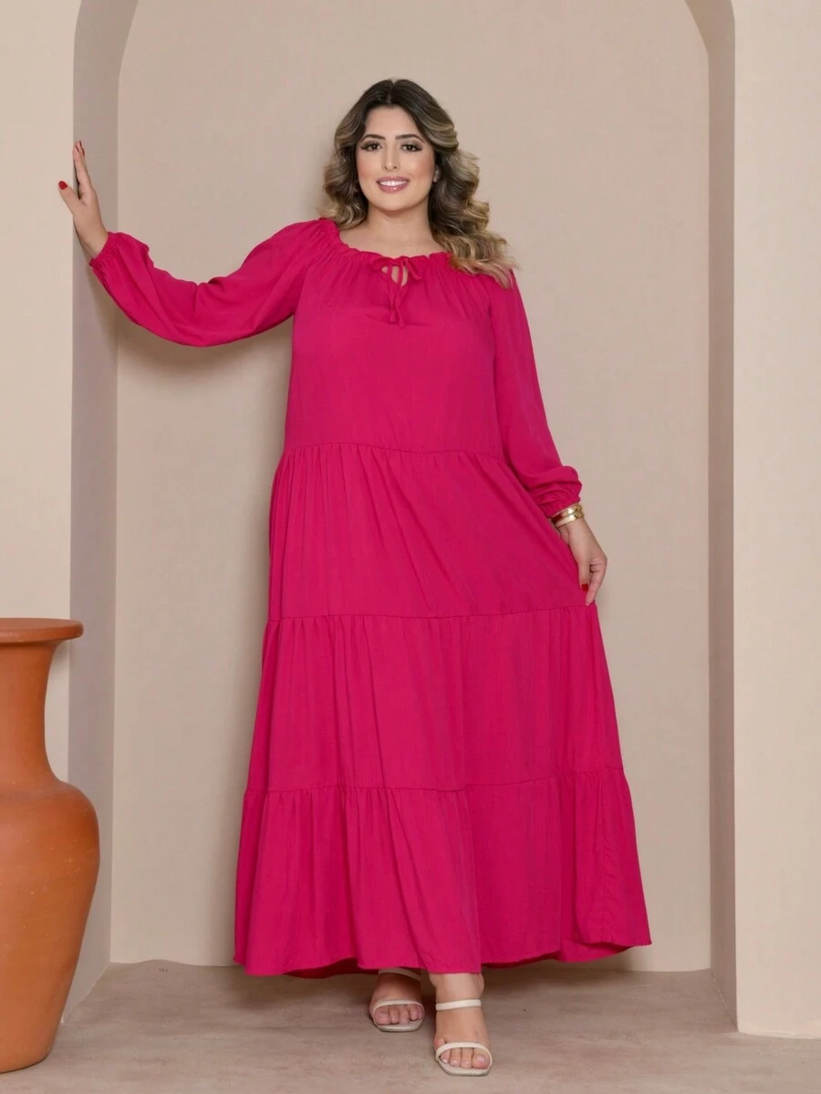 Plus Size Dresses - Hot Pink - View 1