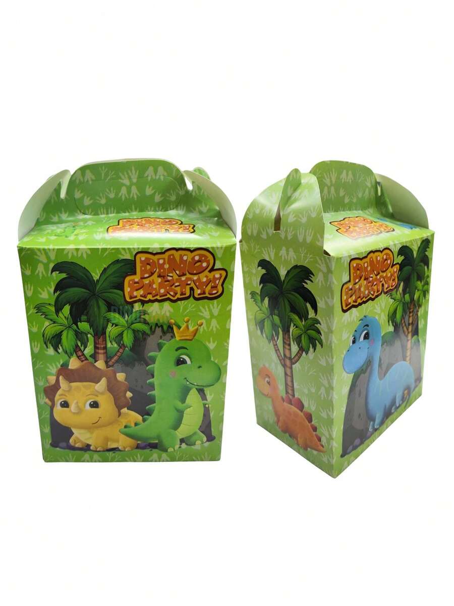 30 pzs Caja para Dulces Dino Party Dinosaurios Animados Fiesta Decoracion Dulceros/Locchera 3paq - Verde - Ver 1