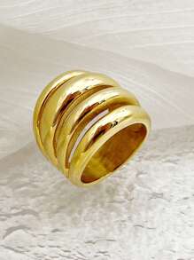 Mazuer Mazuer - One Piece Of Vintage Gold-Tone Four-Layer Wrap Open Ring With Exaggerated Summer Beach Design And Style, Perfect For Women's Dating, Teacher's Day, Graduation, And Other Occasions Such As Holidays, Parties, Daily Wear, Commuting, Vacations.