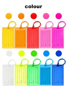 1pc Colorful PVC Luggage Tag, Insert Type Soft Transparent Rubber Tag, Check-In Tag, Waterproof,Anti-Lost Tag Luggage Tags Suitcases Plastic Travel Bag & Baggage ID Label Tags Travel Essentials Luggage Tags, Card Holder, Suitcase Tag, Name Tag, Card Sleeve,  For Women Men,Travel Accessories Must Haves ,Beach Bag Tags Unique Travel Baggage Tags Suitcase Identifier Labels - Multicolor - View 2