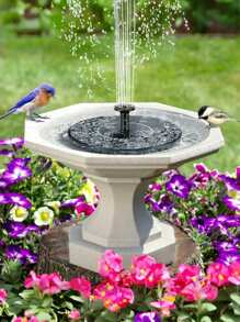 Fuente solar alimentada, paneles solares flotantes, fuente flotante solar al aire libre, para baño de pájaros, tanque de peces, estanque, jardín, decoración exterior - Negro - Ver 2