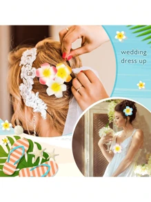 12pcs-Hawaiian Flower Hair Clips, Plum Blossom Foam Hair Clips, Hawaiian Tropic Party Decorations, Beach Swimming Pool Holiday Clothes, Hawaiian Party Supplies, Bride Wedding.Women's Artificial Flowers, Foam Flower Plumeria.,