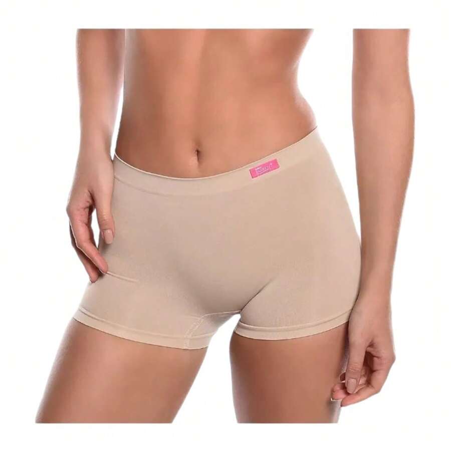 Boxers Largo Body Siluette sexy Modelo 2526 Sin Costuras, Nylon, con puente de algodón - Beis - Ver 1