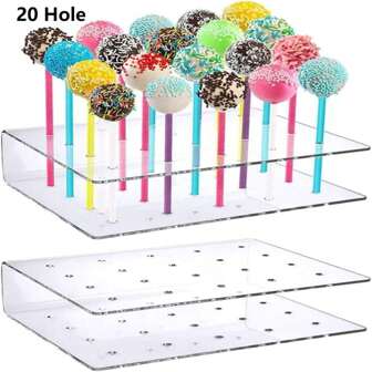 2pcs/Set Cake Pop Holder Acrylic Lollipop Holder 12/15/20 Hole Clear Acrylic Cake Stand Display For Weddings Baby Showers Birthday Anniversaries Party Christmas Halloween Candy Decoration Wedding Decor Wedding Party Supplies Wedding Decorations Wedding Accessories Wedding Cake Stand