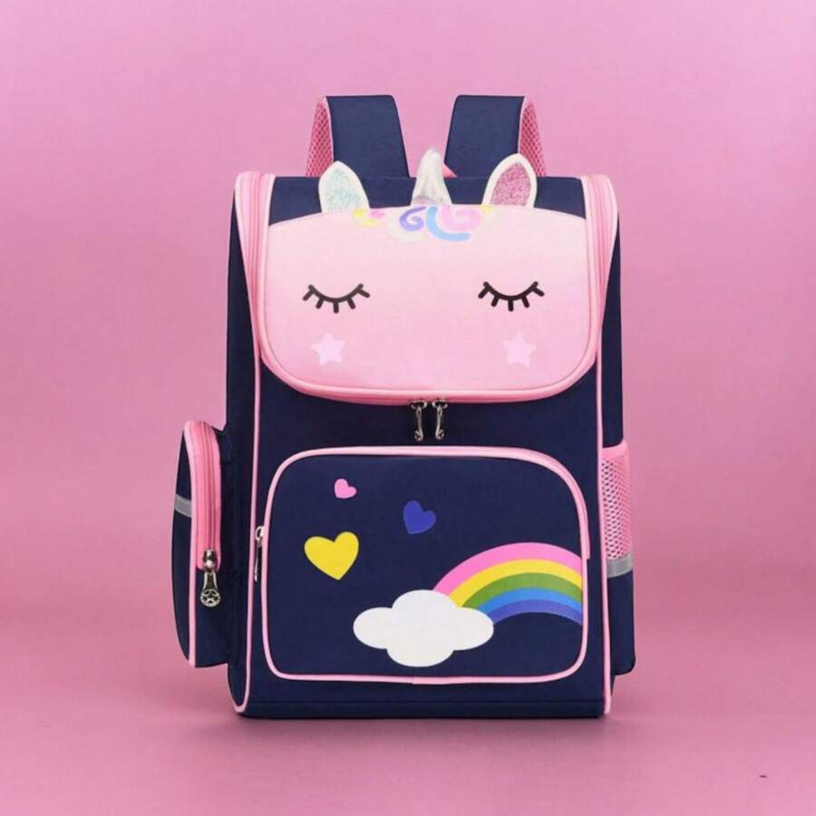 Mochila para niños amplia , Mochila de dibujos unicornio - Azul - Ver 1
