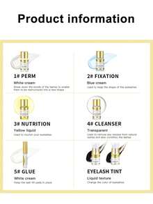 1 Box Eyelash Perm Kit, 11pcs/Set Eyelash Perm Tool For Quick, Cold And Curled Lashes - Mustard Yellow - View 5