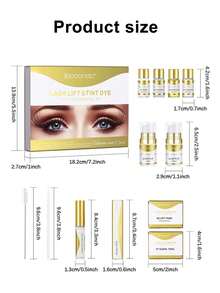 1 Box Eyelash Perm Kit, 11pcs/Set Eyelash Perm Tool For Quick, Cold And Curled Lashes - Mustard Yellow - View 2