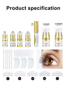 1 Box Eyelash Perm Kit, 11pcs/Set Eyelash Perm Tool For Quick, Cold And Curled Lashes - Mustard Yellow - View 4