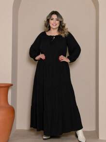 Plus Size Dresses - Black - View 1