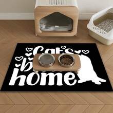 1入組貓咪祝福寵物餵食墊，原創設計防水、防滑、防漏、易於清潔，柔軟，快速乾燥的矽藻土寵物餵食墊，適用於室內環境，四季皆宜