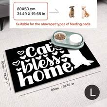 1入組貓咪祝福寵物餵食墊，原創設計防水、防滑、防漏、易於清潔，柔軟，快速乾燥的矽藻土寵物餵食墊，適用於室內環境，四季皆宜